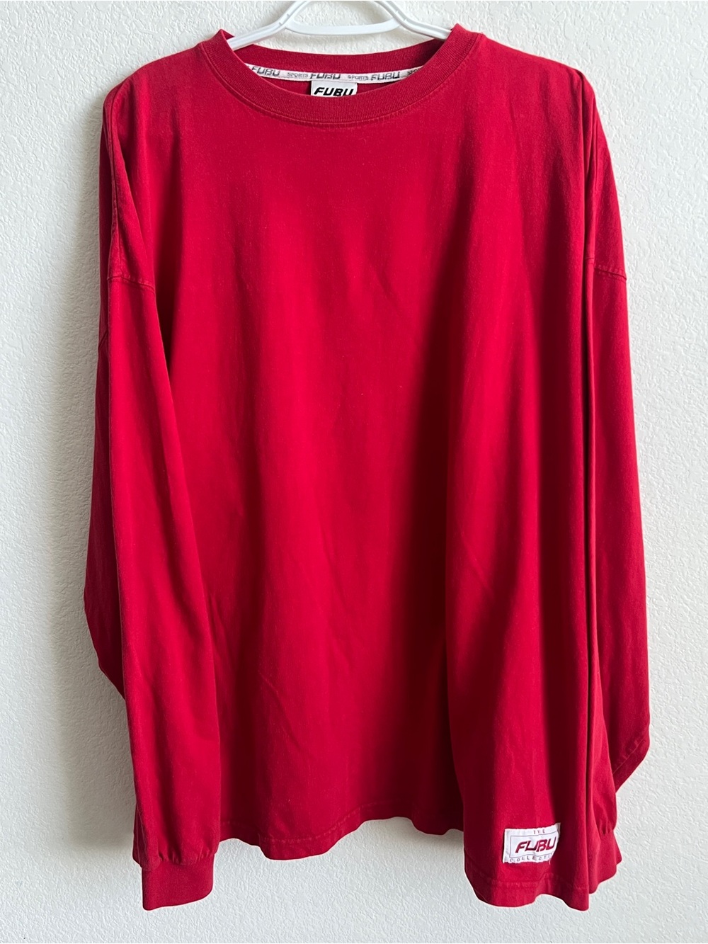 FUBU Red Long Sleeve Crewneck Tee Men Size XXXL 90’s Vtg Y2K